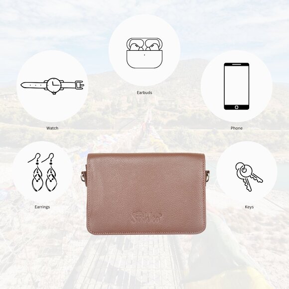 Leather Brown Crossbody Shoulder Bag – Sling Messenger Bag for Work, Daily Use - Picture 4 of 10